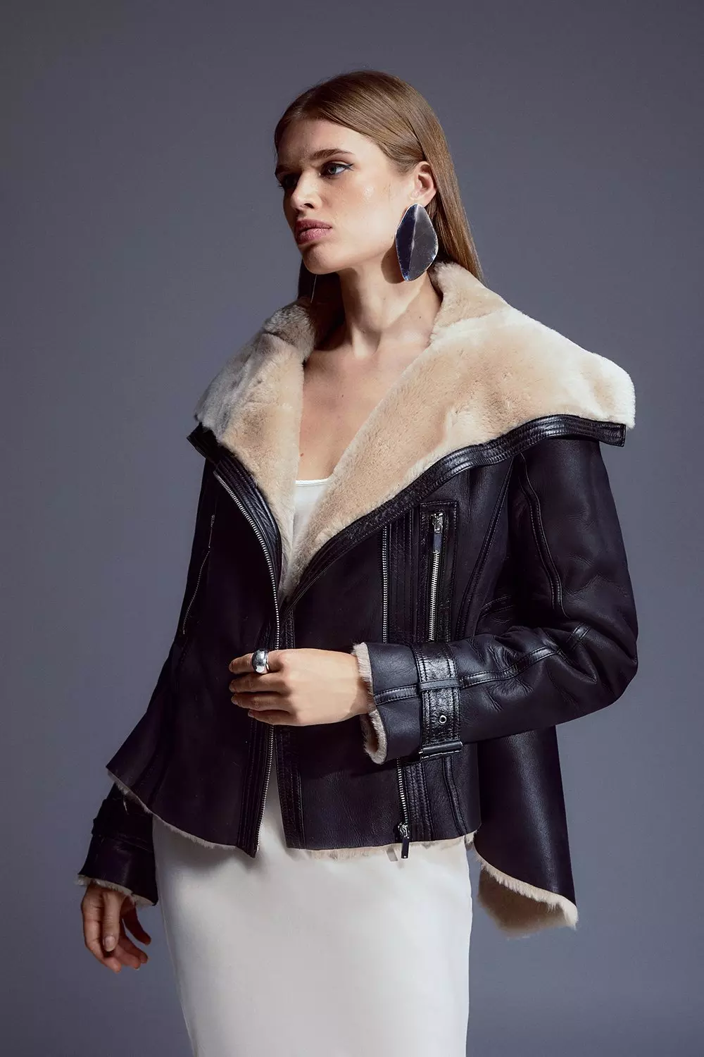 Karen millen sale shearling jacket