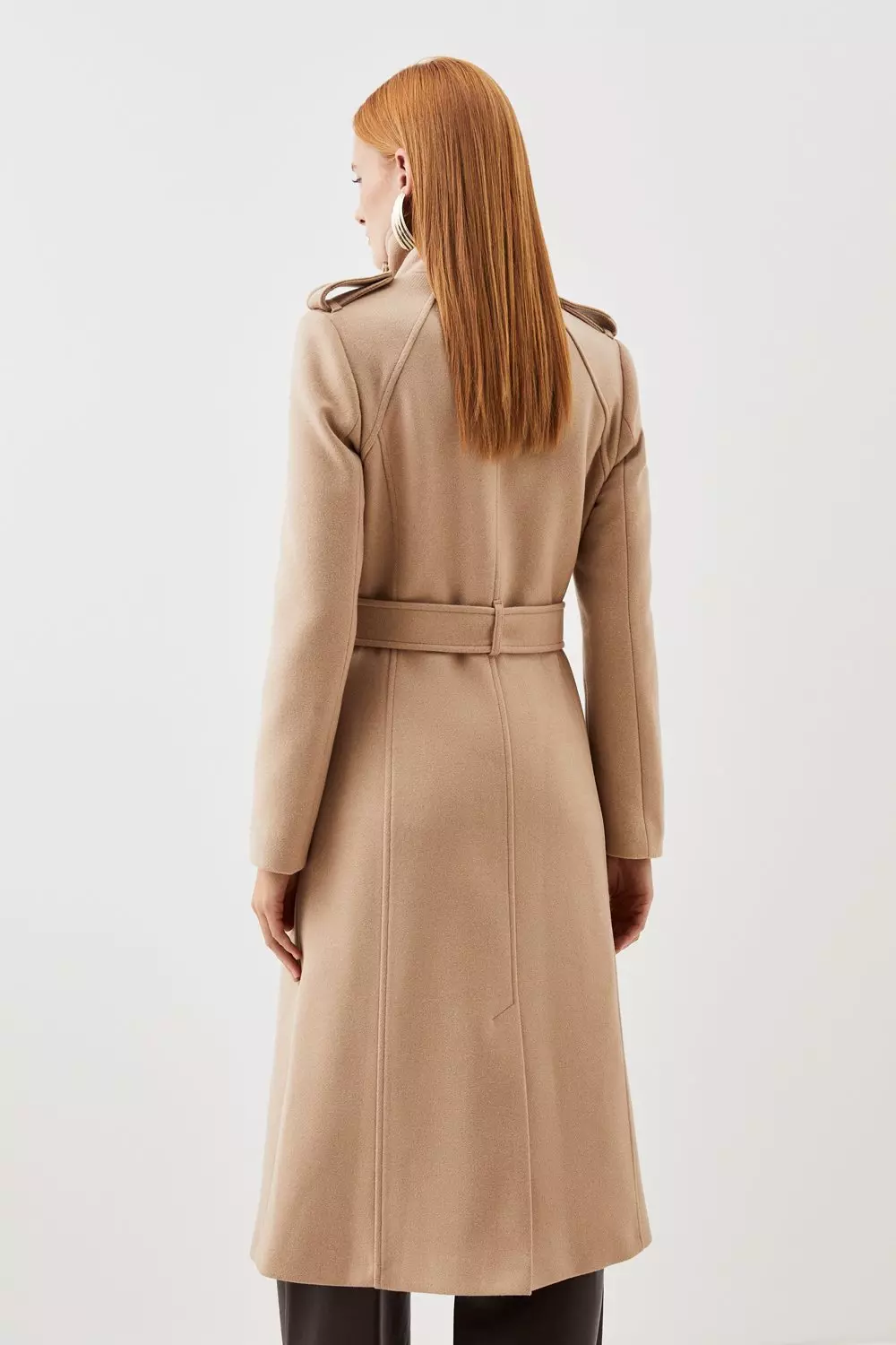 Tailored Wool Blend High Neck Belted Maxi Coat | Karen Millen