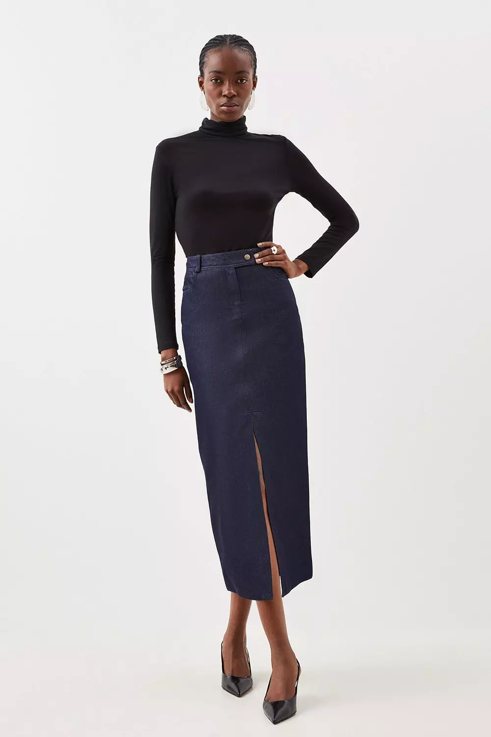 Karen millen hot sale denim skirt