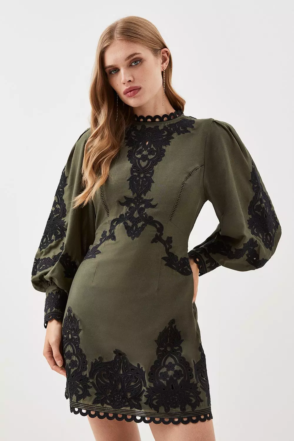 Lydia Millen Petite Cotton Cutwork Embroidered Woven Mini Dress | Karen  Millen