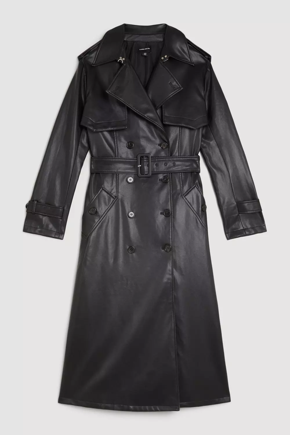 EACH X OTHER Belted faux leather trench coat