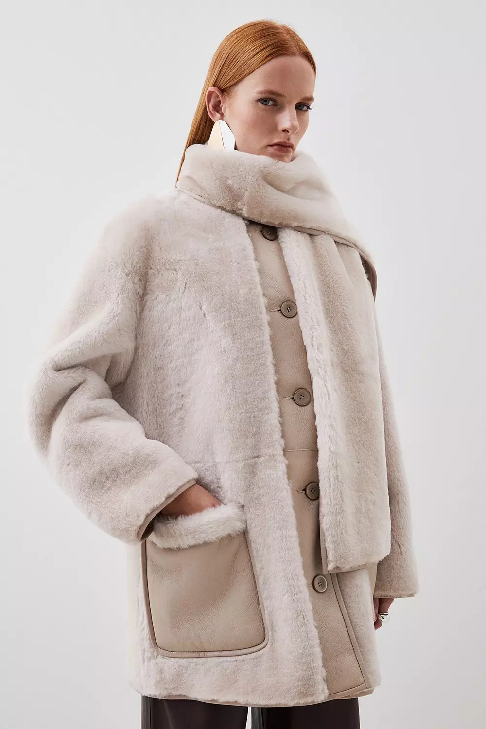 Karen millen shearling outlet coat