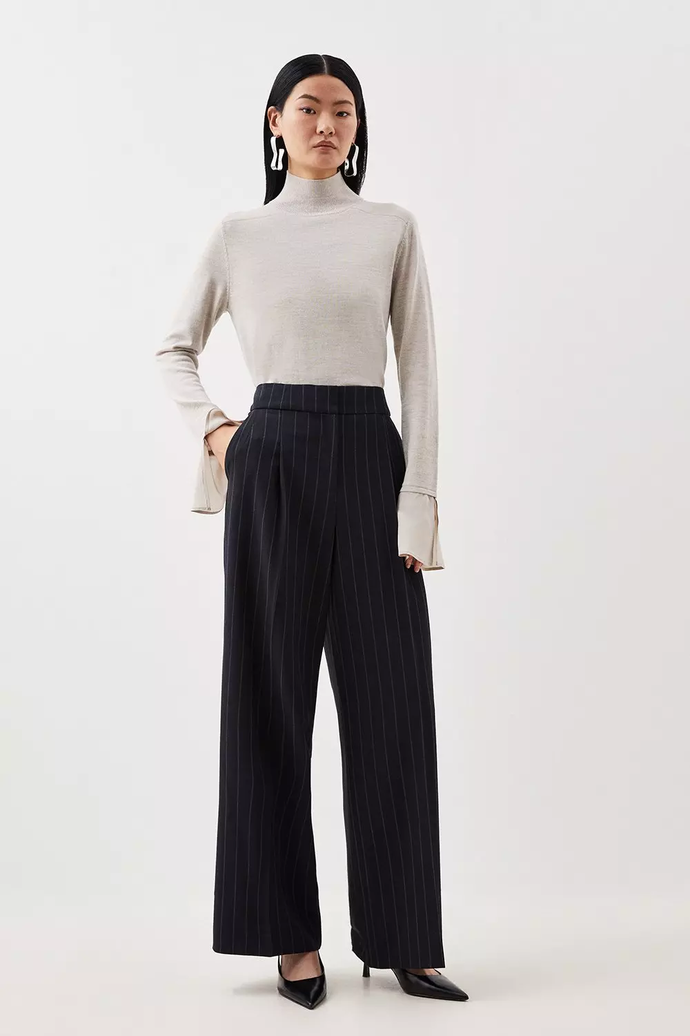 High waisted striped palazzo clearance pants