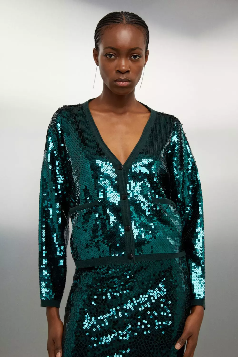 Green 2025 sequin cardigan