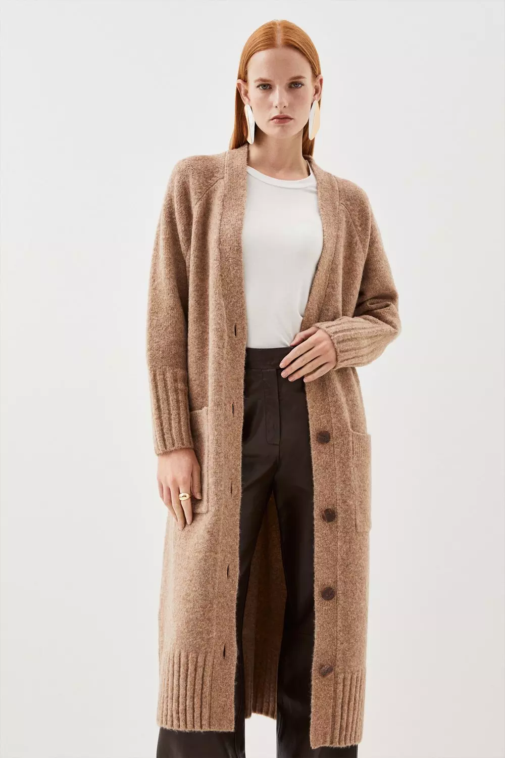 Long wool blend outlet cardigan