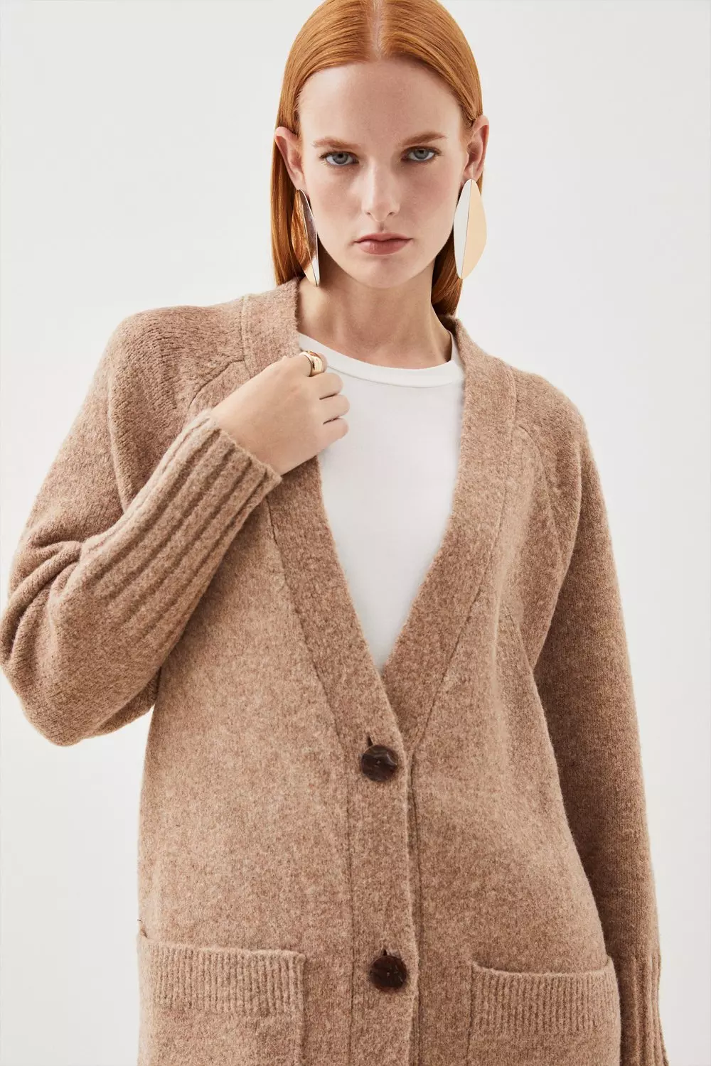 Camel knit cheap cardigan