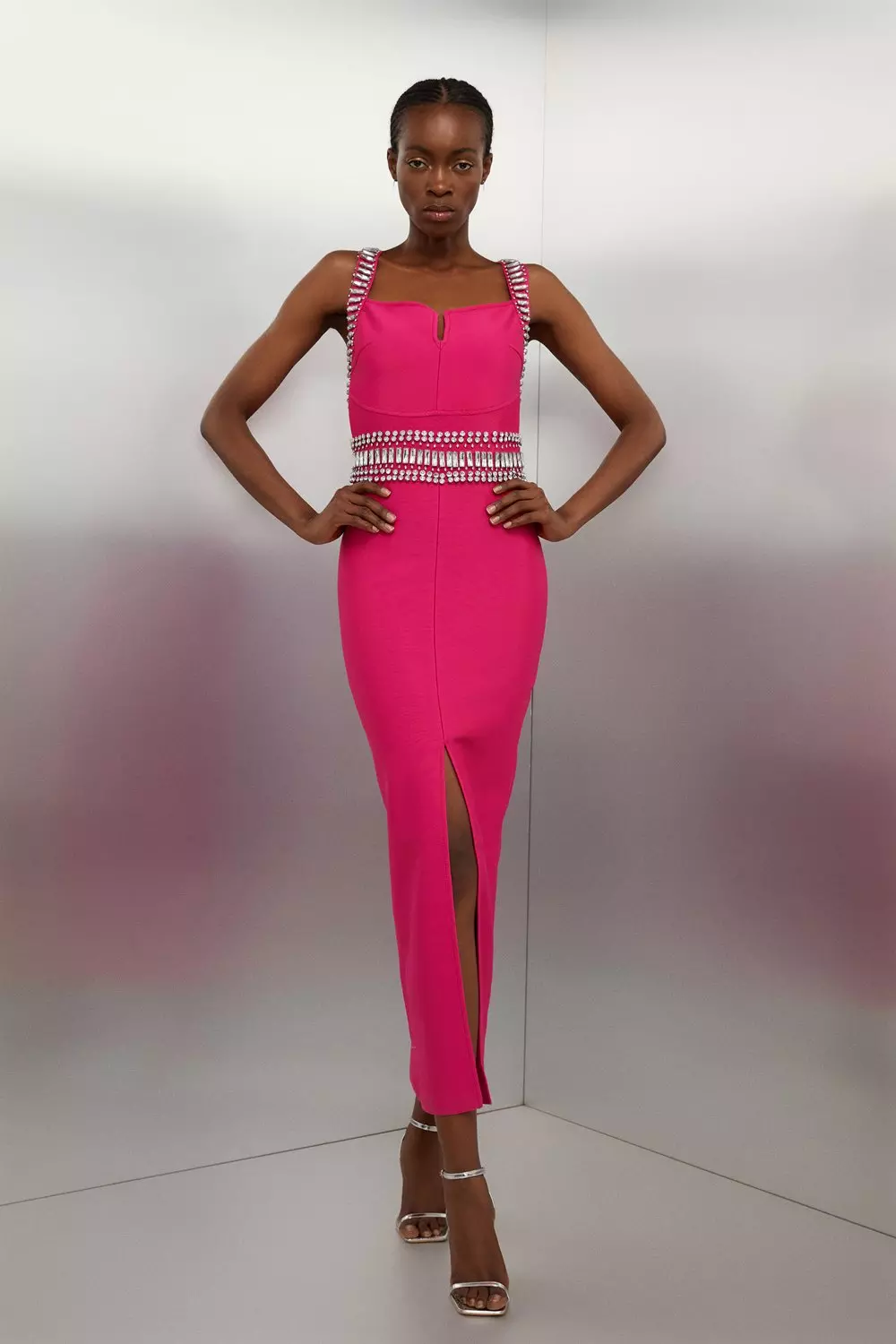 Petite pink shop maxi dress