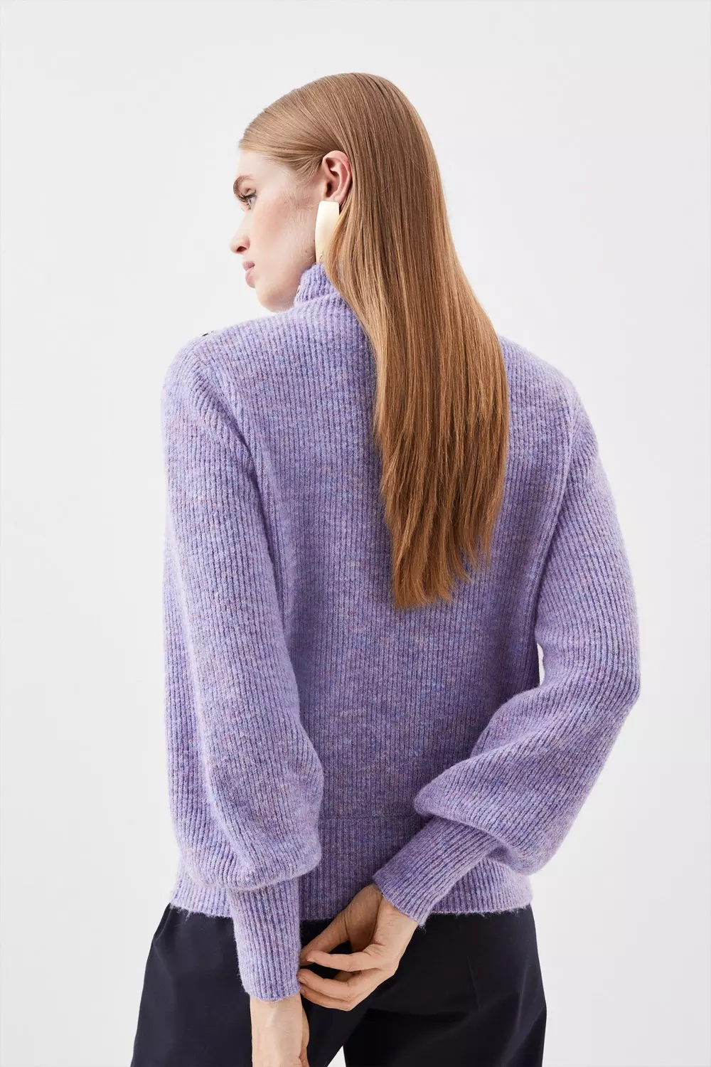 Wool Blend Cosy Funnel Knit Jumper