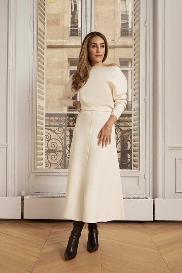 Lydia Millen Viscose Blend Milano Knit Top Co-ord ivory