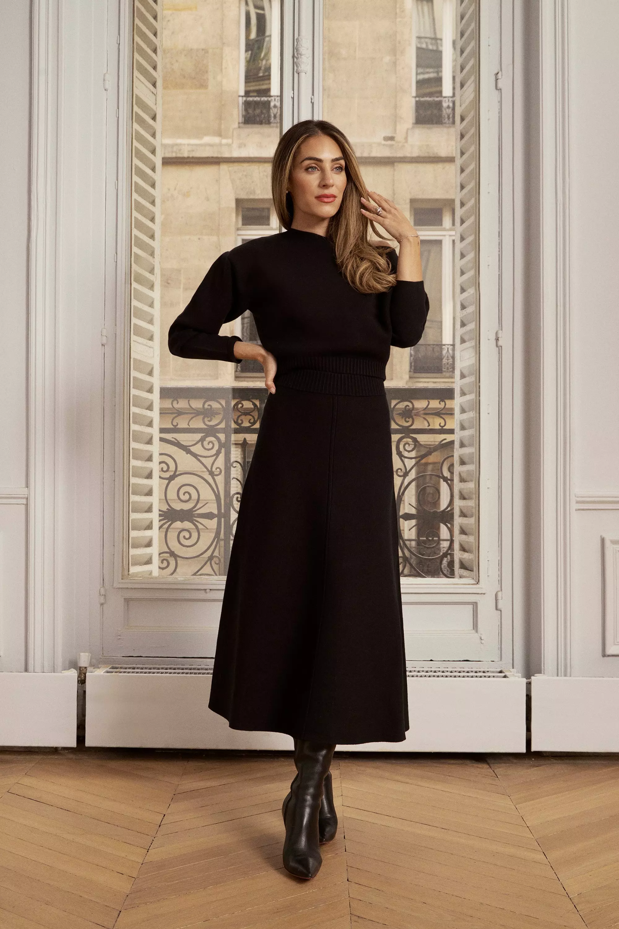 Black knitted midi skirt co clearance ord