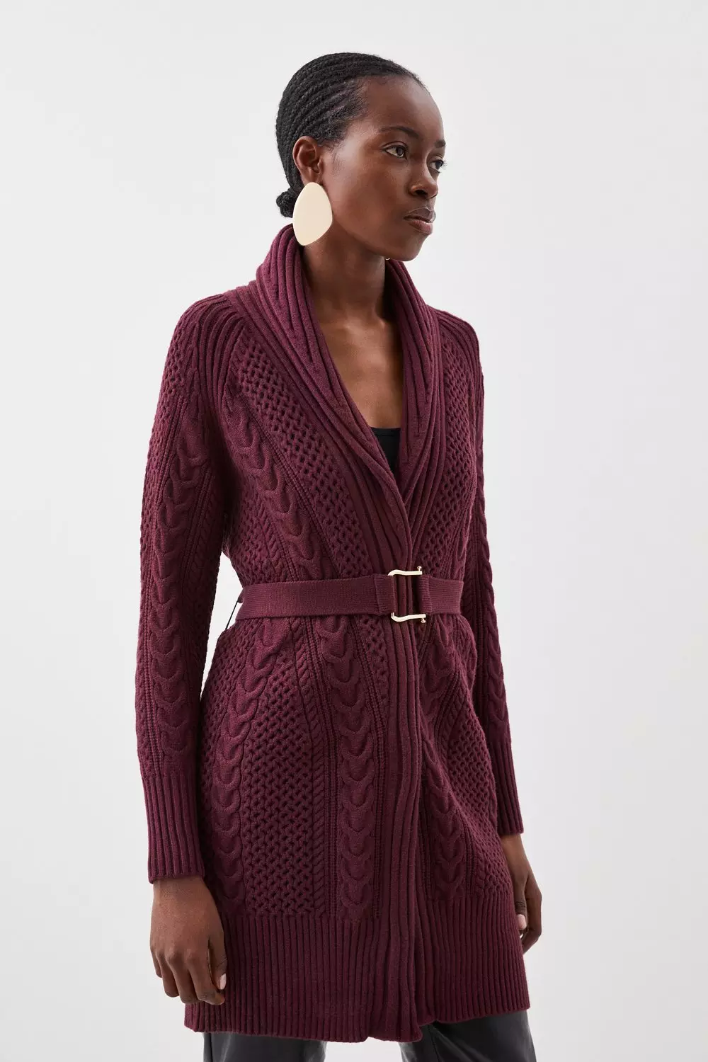 Burgundy longline cardigan sale