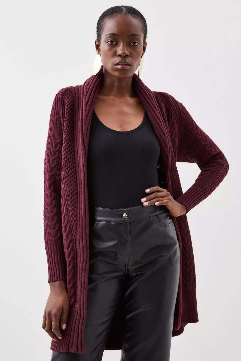 Burgundy hot sale oversized cardigan