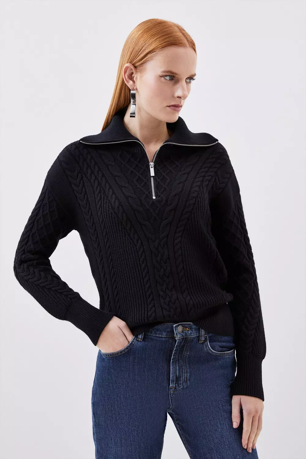 Silk Cuff Merino Knit Sweater | Karen Millen