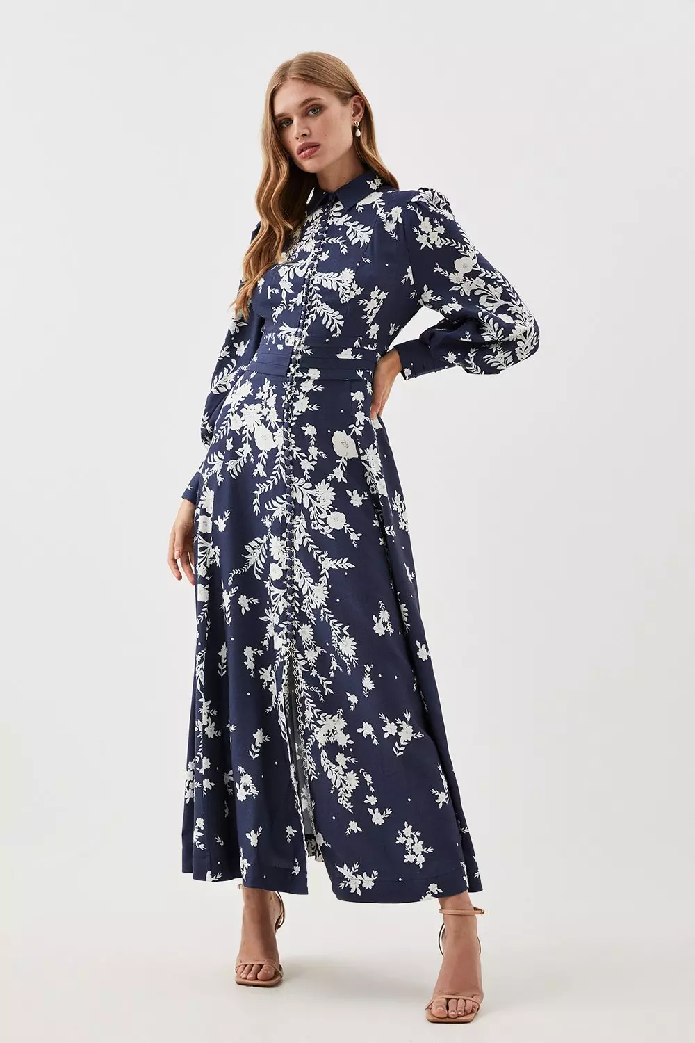 Long sleeve clearance floral embroidered dress