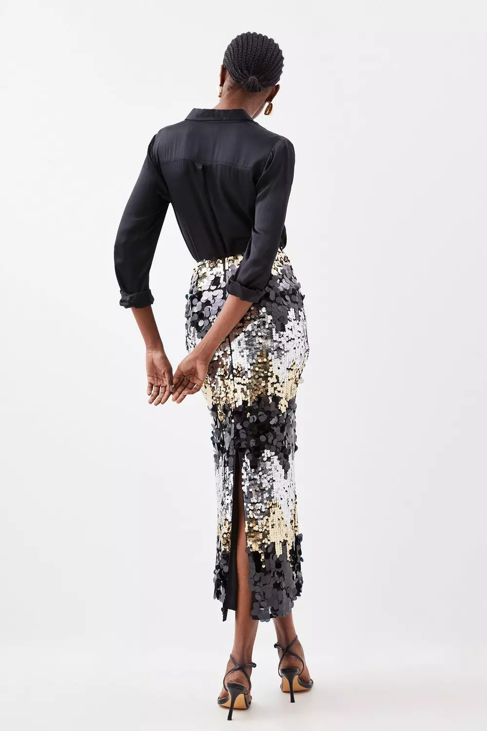 Sequin Back Slit Maxi Skirt | Karen Millen