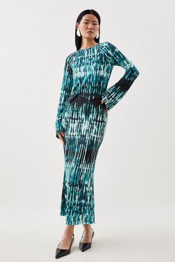 Green Abstract Print Jersey Maxi Dress