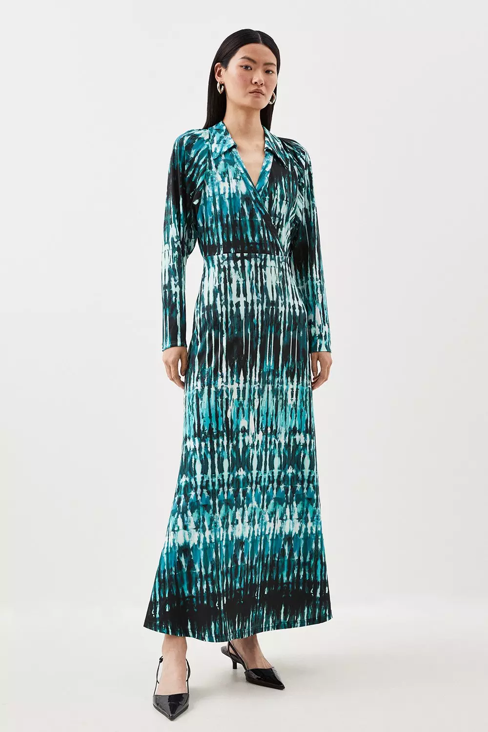 Karen millen green hot sale silk wrap dress