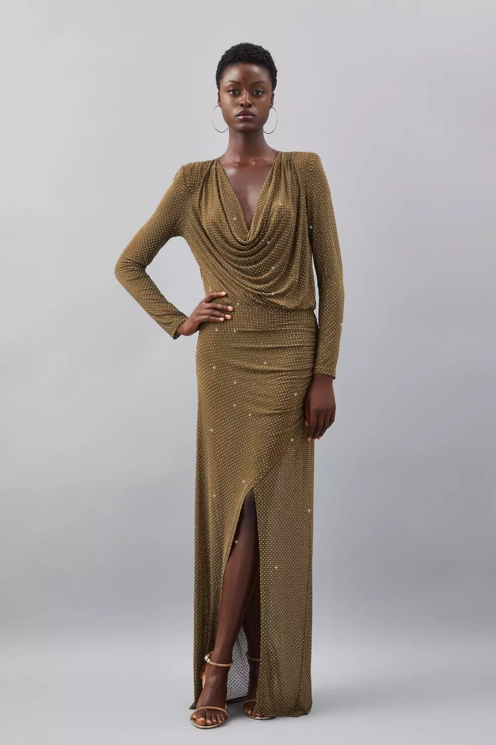 Khaki jersey store maxi dress