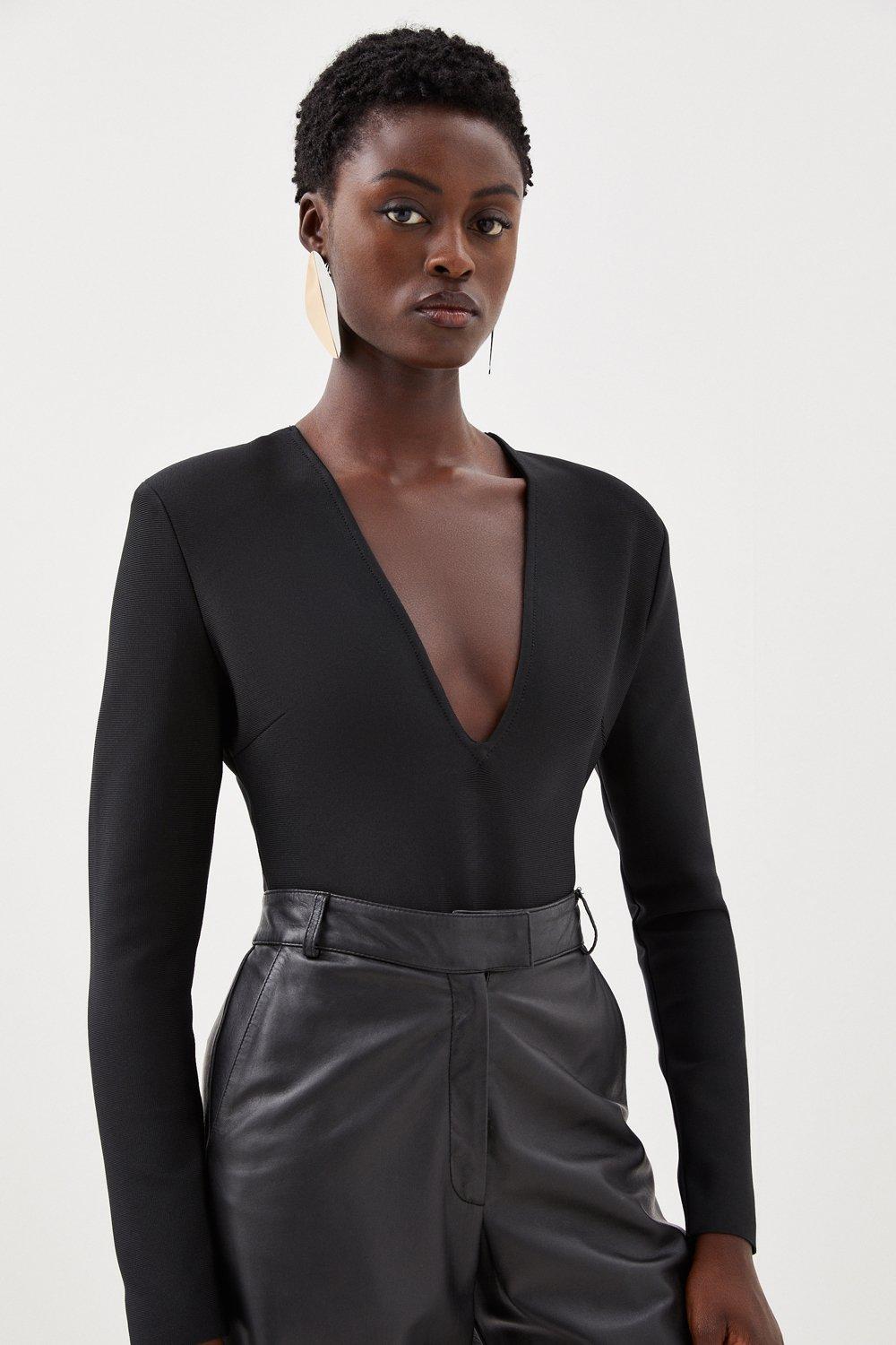 Lace V Neck Long Sleeve Bodysuit | Karen Millen