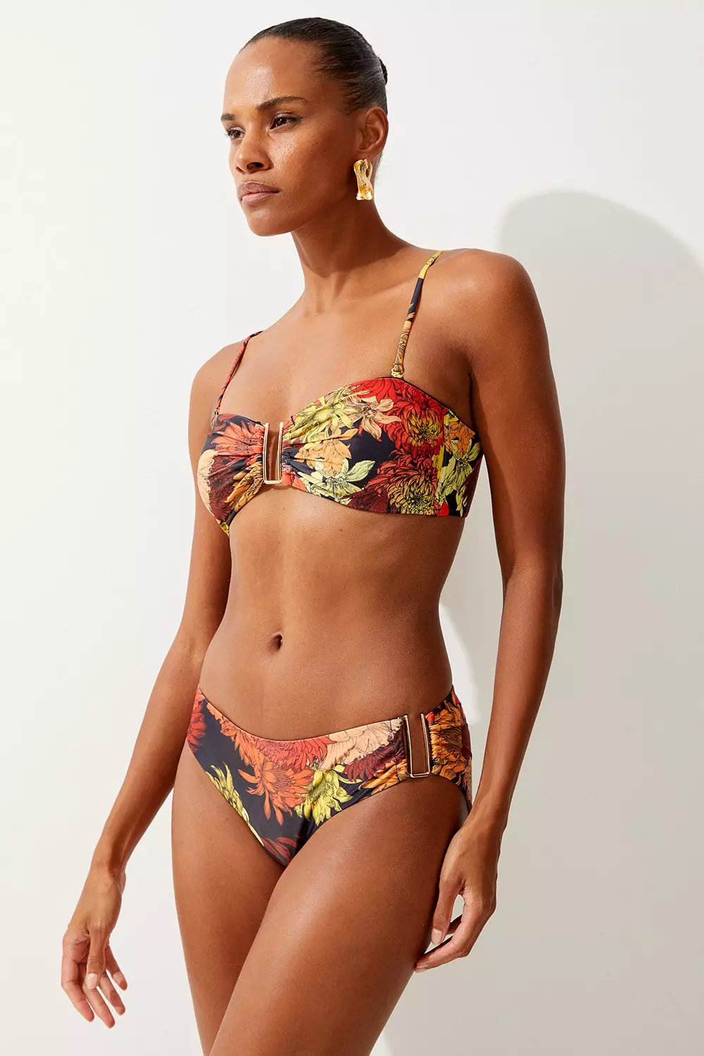 Trim Detail Floral Print Bikini set