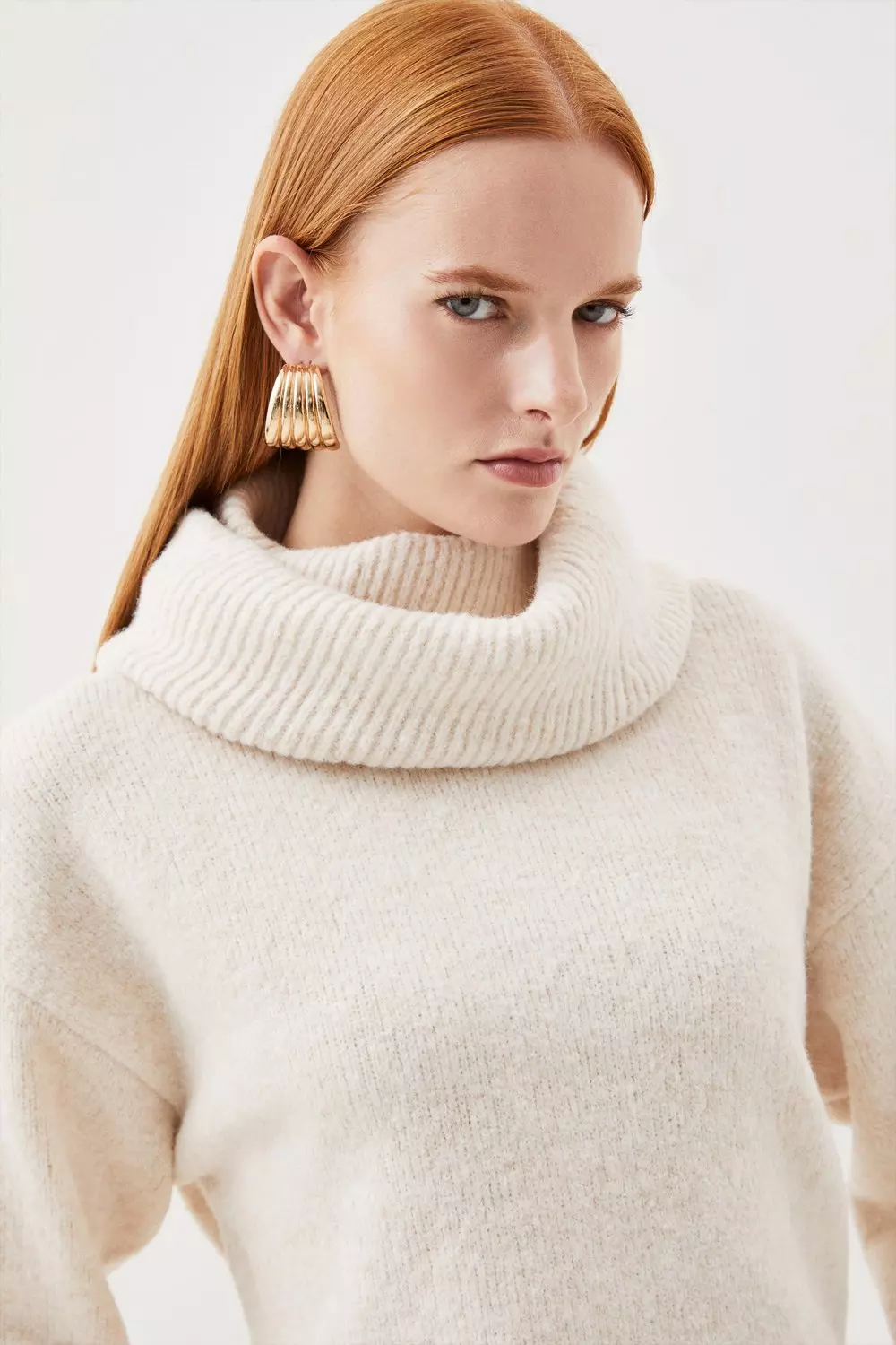 Wool Blend Knit Roll Neck Jumper | Karen Millen