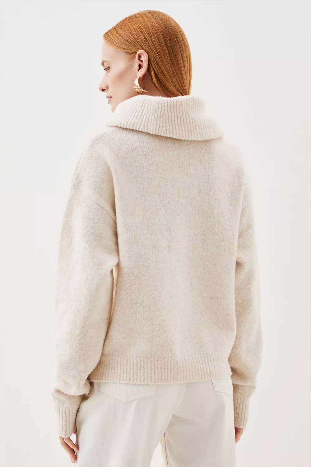 Wool Blend Knit Roll Neck Jumper