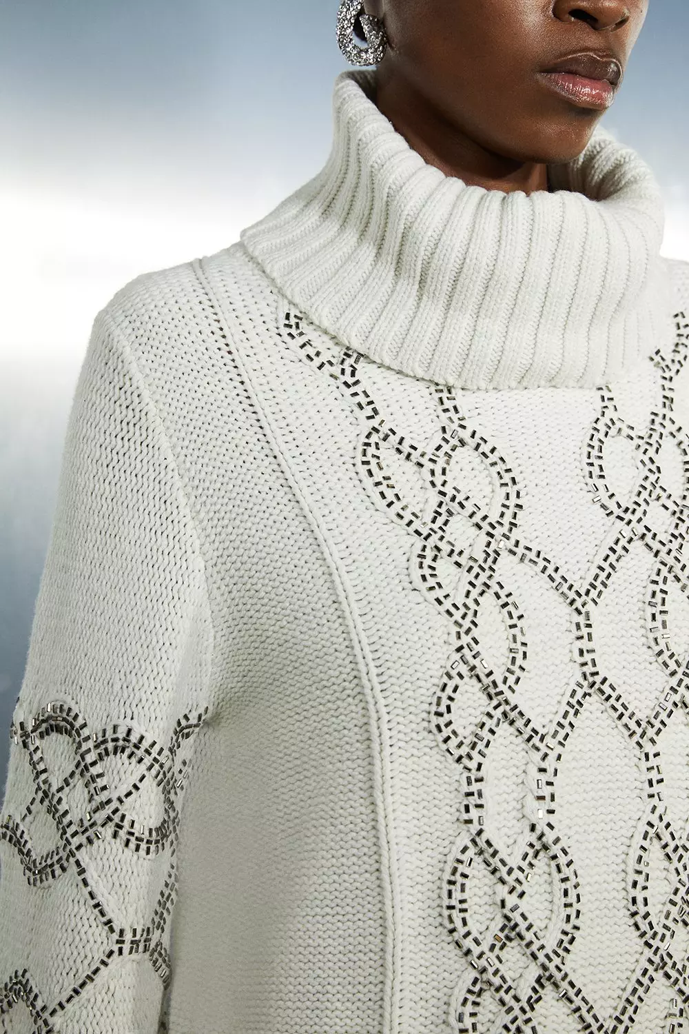 Embellished Cable Knit Sweater | Karen Millen