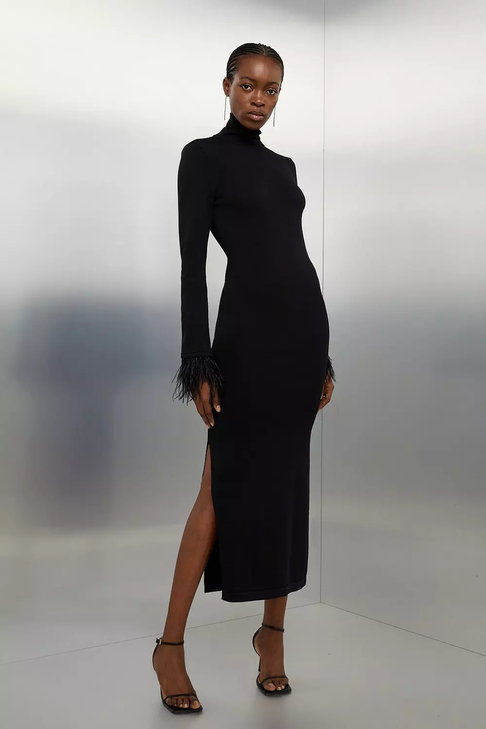 Karen millen black shop long sleeve dress