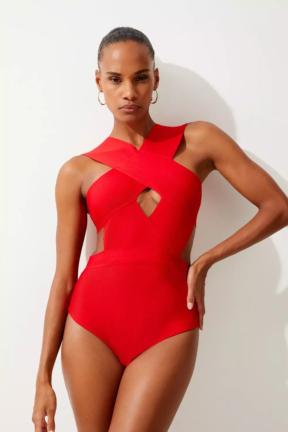 Sculpting One Piece Swimsuit with Belt Detail