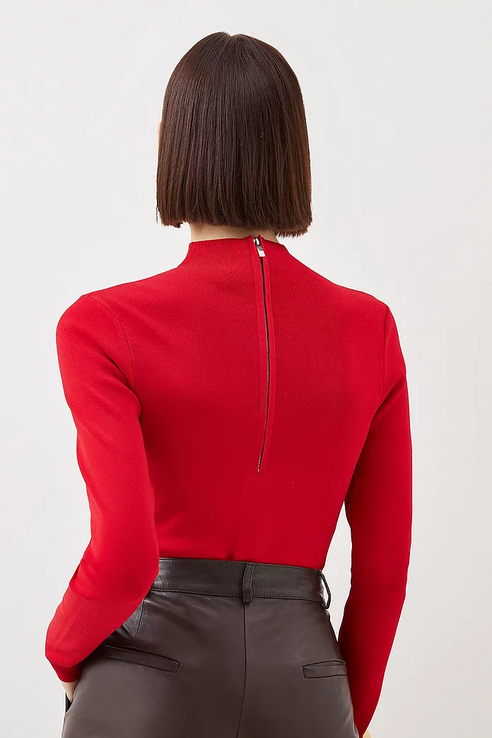 Premium Viscose Blend Body Contouring Knit Bodysuit | Karen Millen