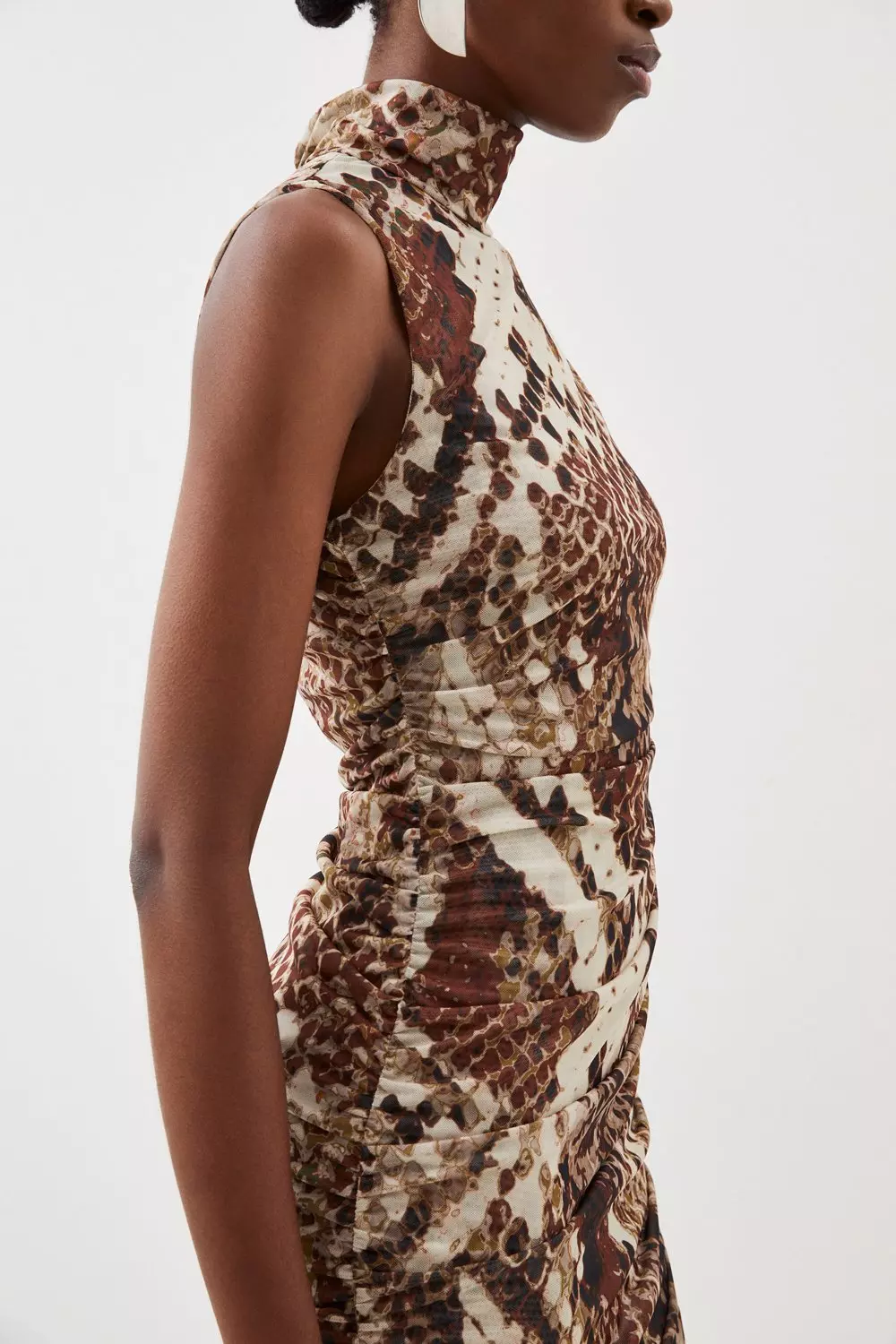 Printed mesh hotsell maxi dress