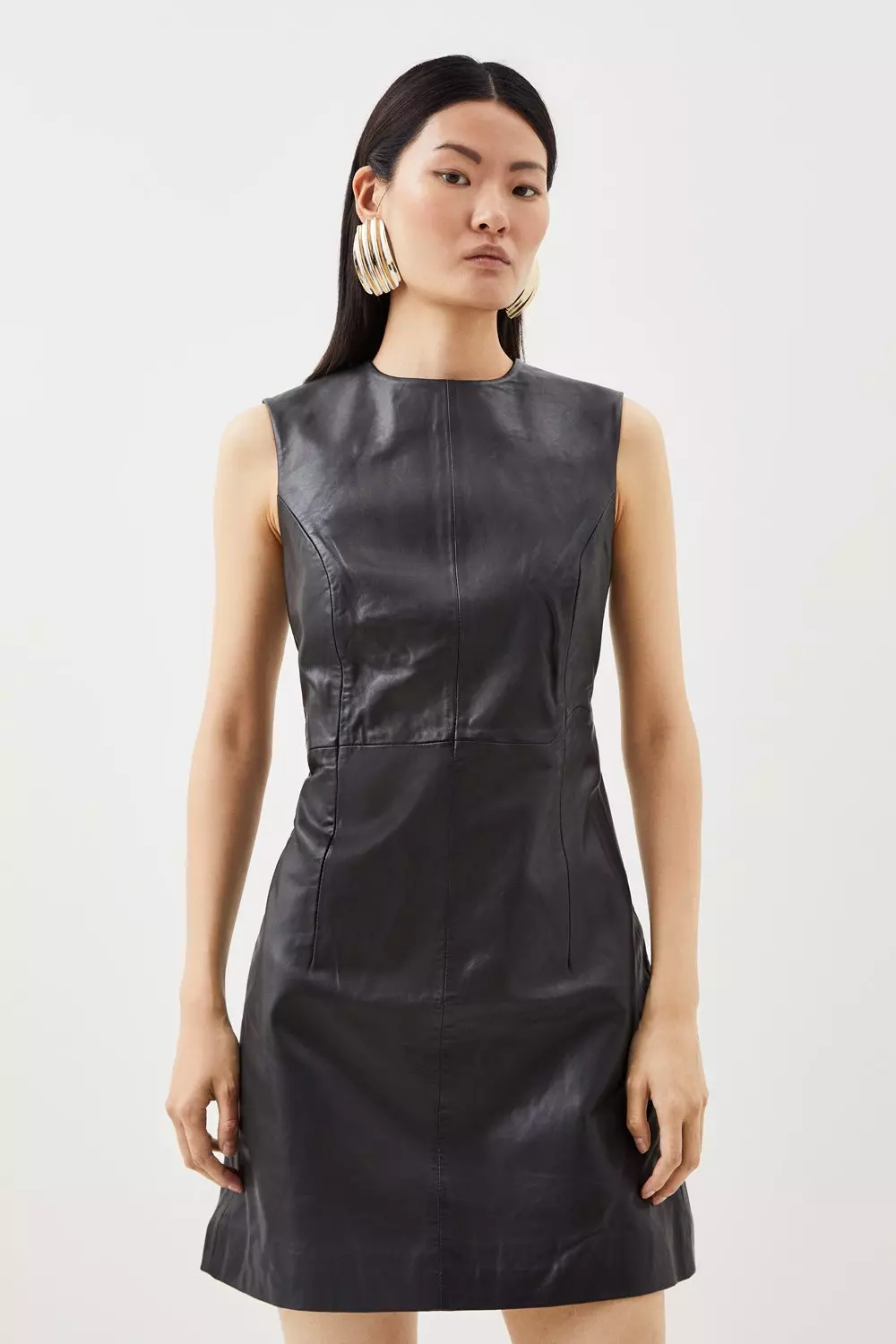 Leather Sleeveless Mini Dress | Karen Millen