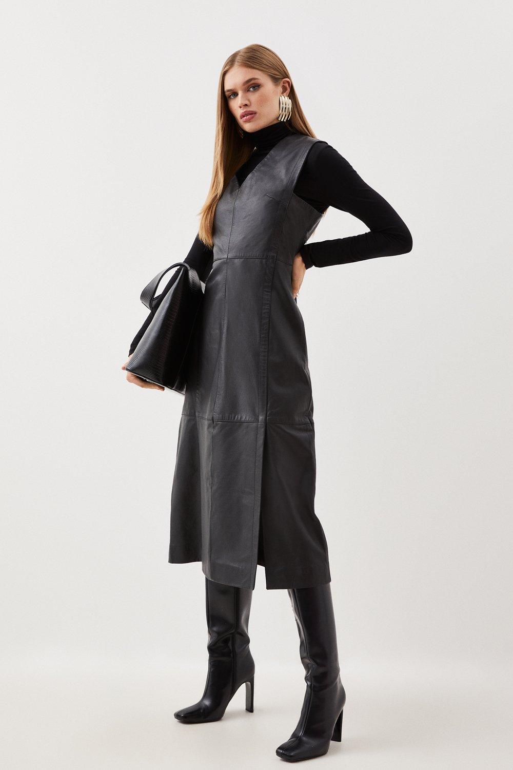 Karen millen leather clearance dress