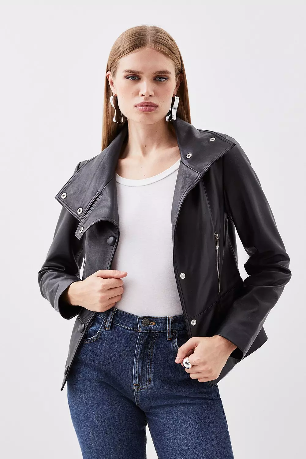 Karen millen black sale biker jacket