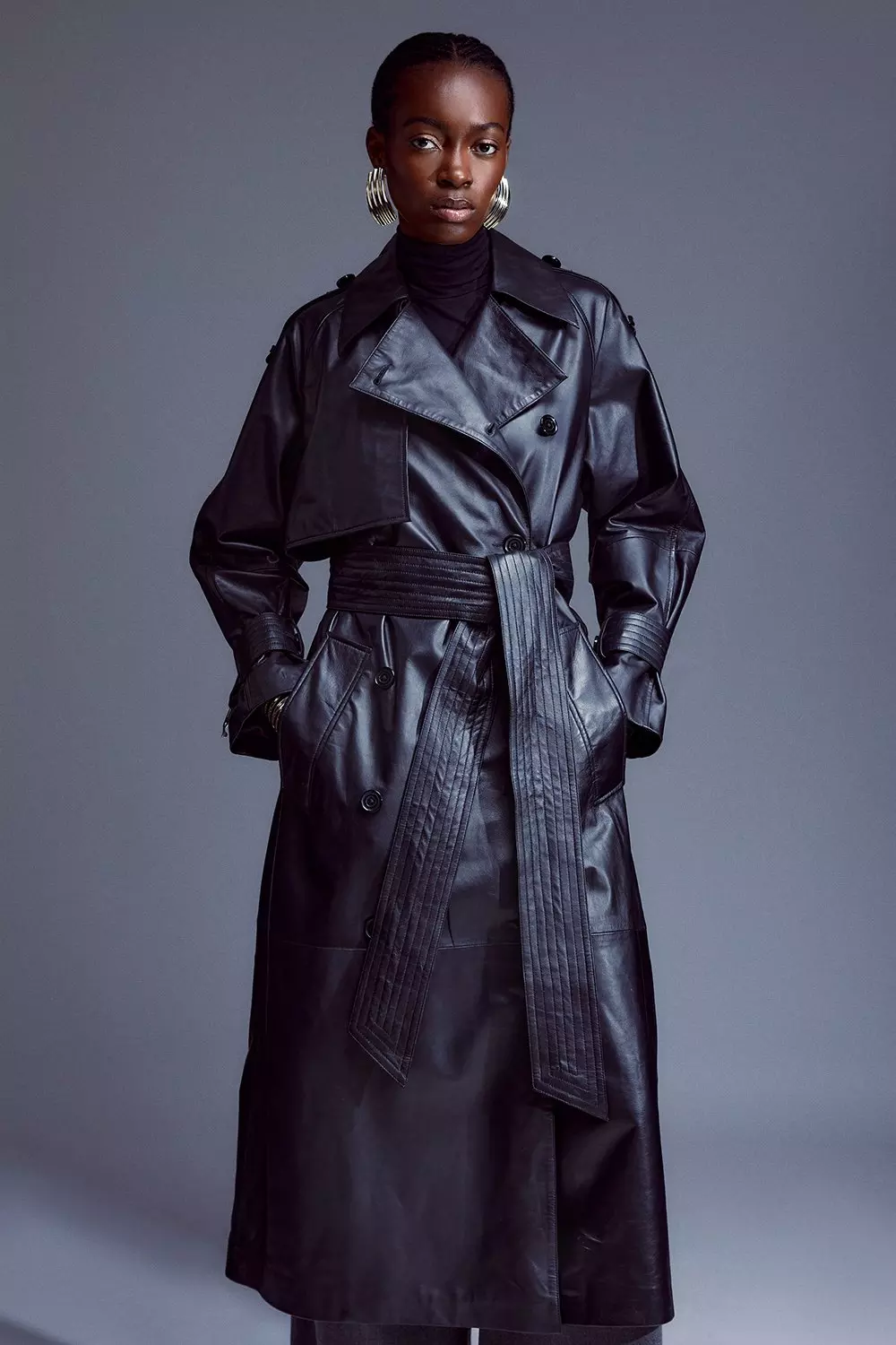Leather Oversize Trench Coat