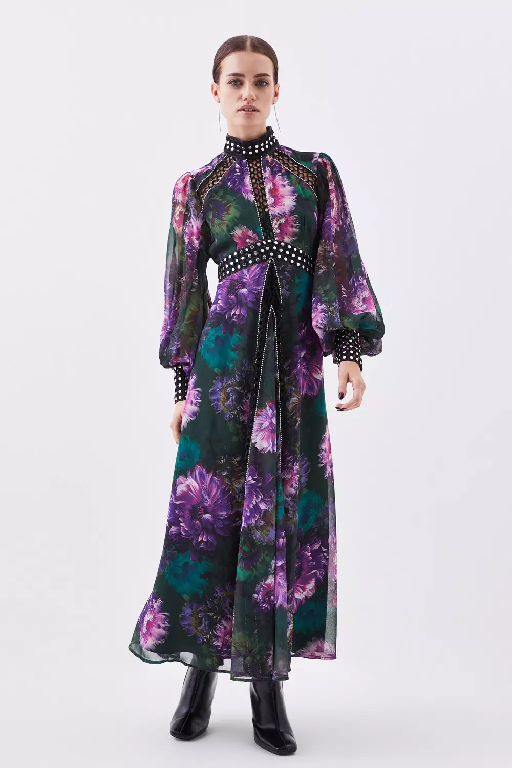 Floral purple outlet maxi dress