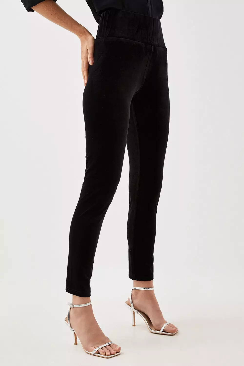 Ladies black velour outlet leggings