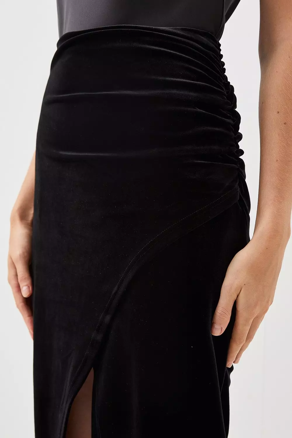 Long black velvet outlet wrap skirt