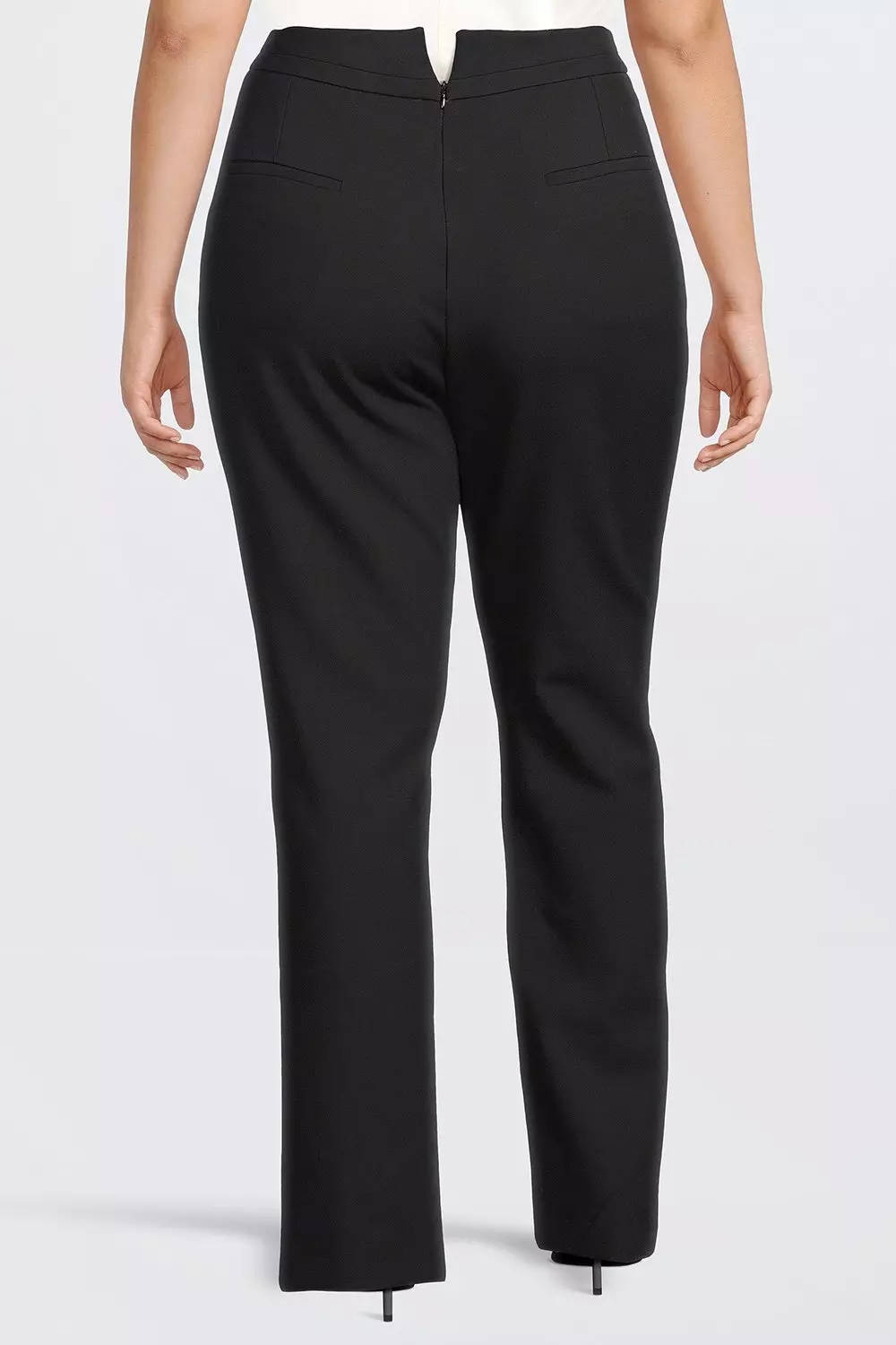 Plus Size Tailored Compact Stretch Split Hem Straight Pants