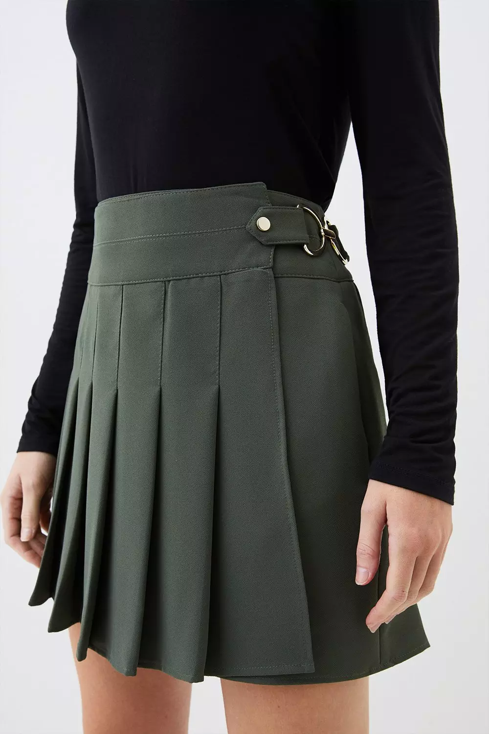 Karen millen metallic clearance pleated skirt dark green