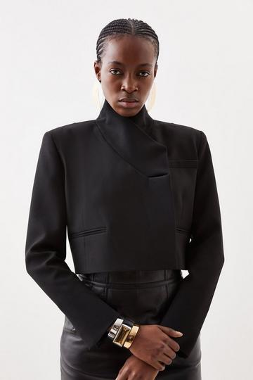 Tailored Compact Stretch Cropped Blazer black
