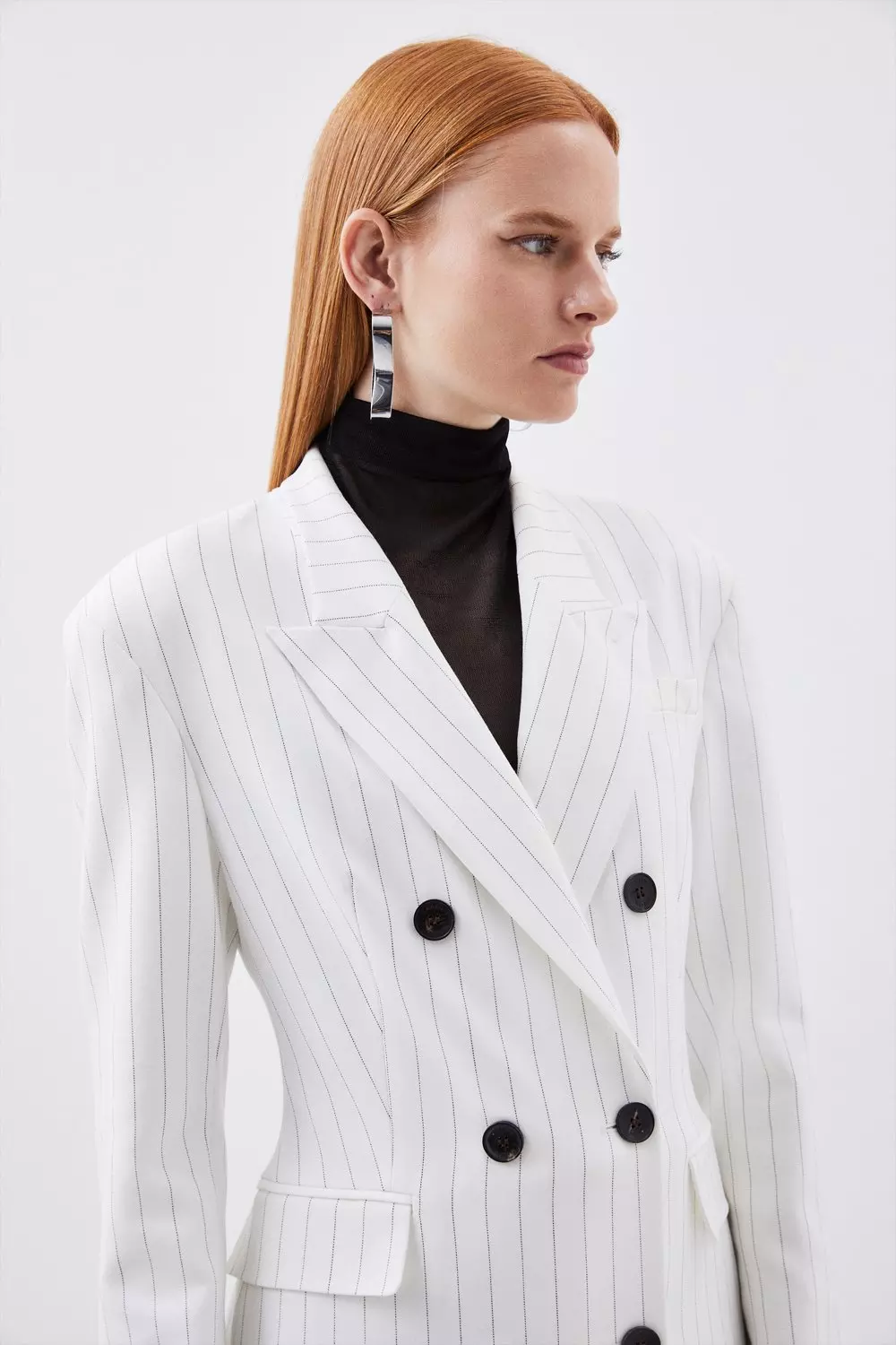 Pinstripe double breasted outlet blazer