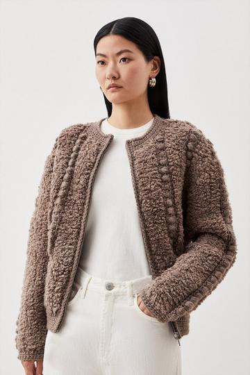 Grey Premium Textured Knit Jacket