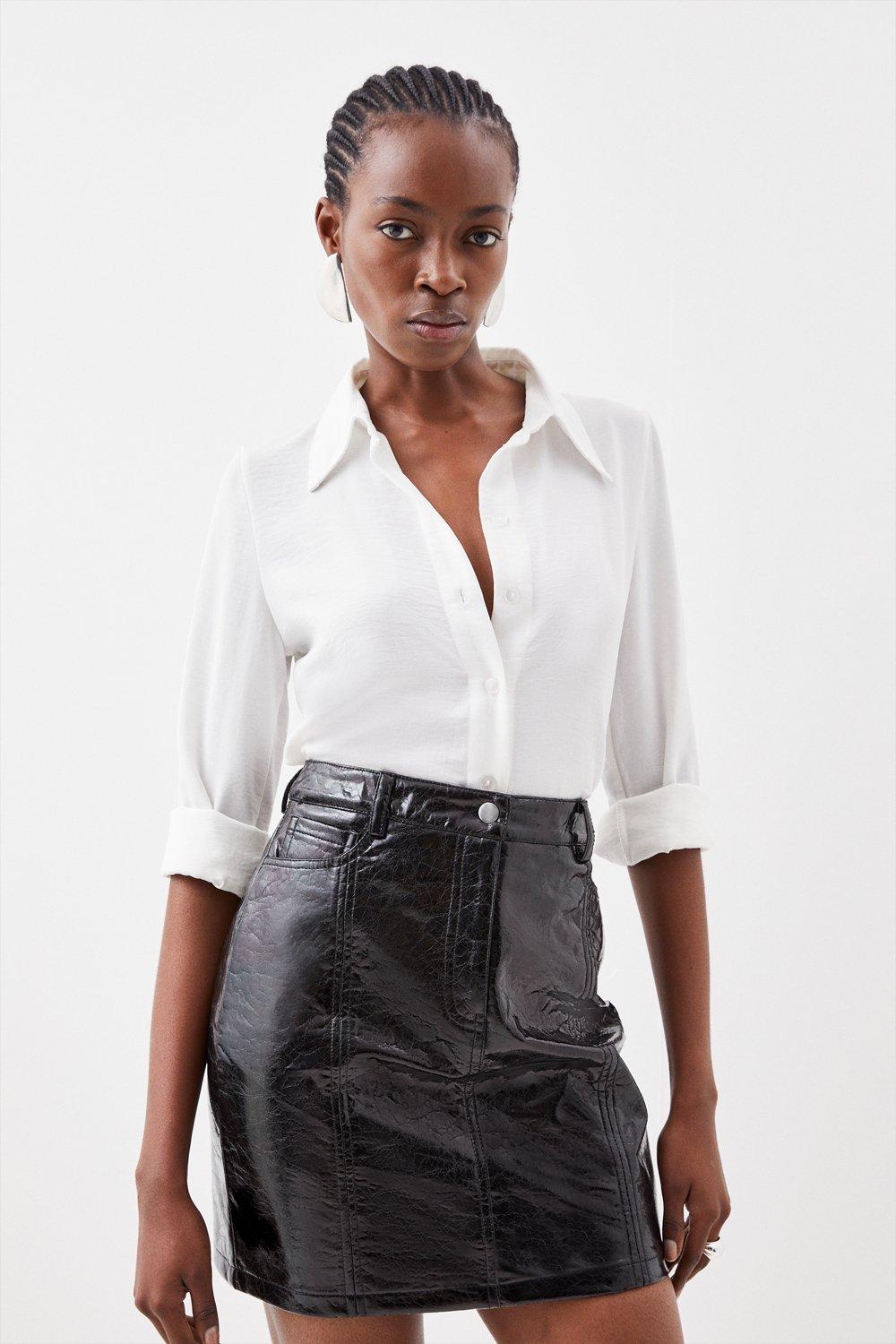 Faux white outlet leather skirt