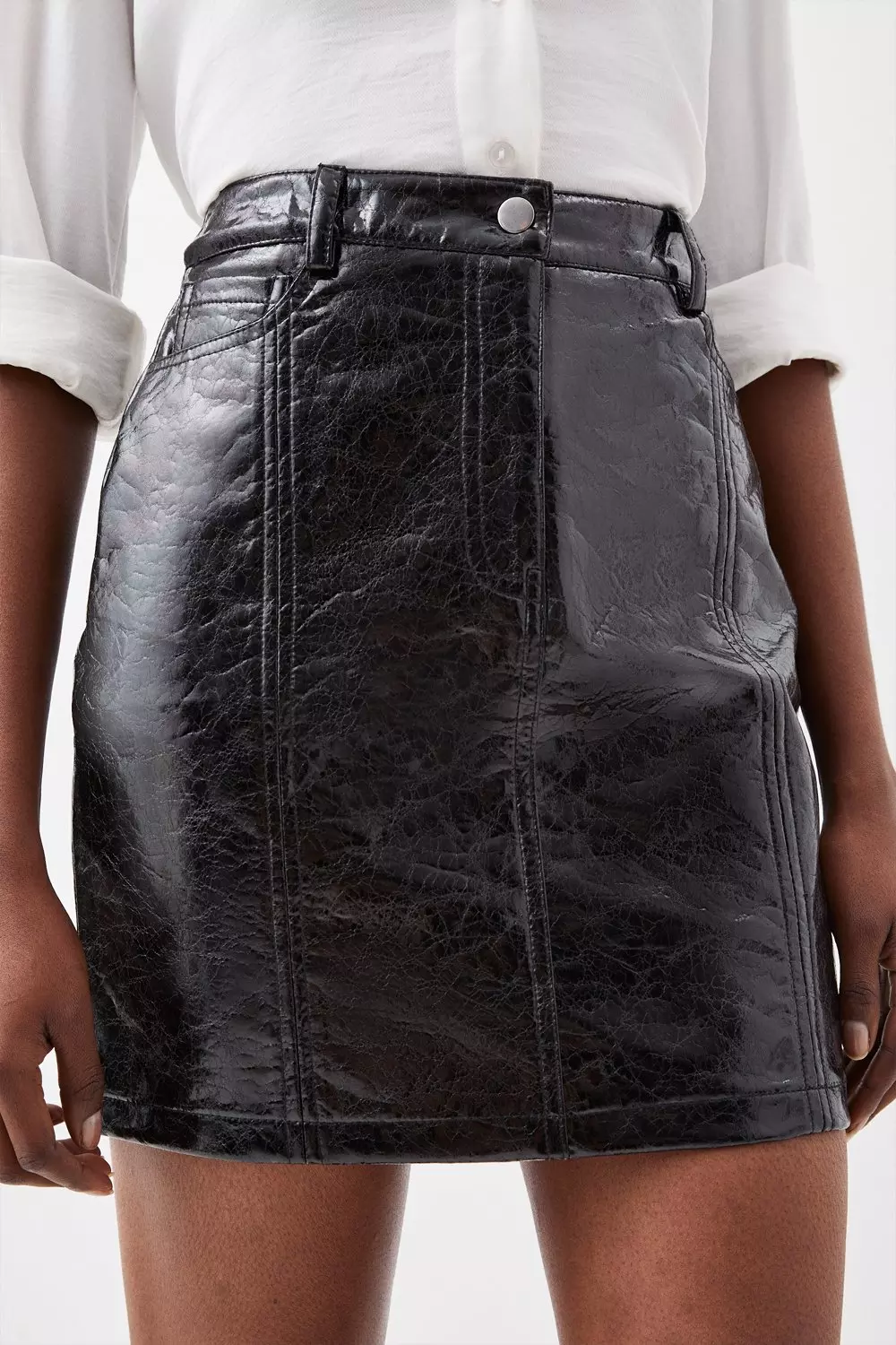 Karen millen faux leather mini skirt black sale