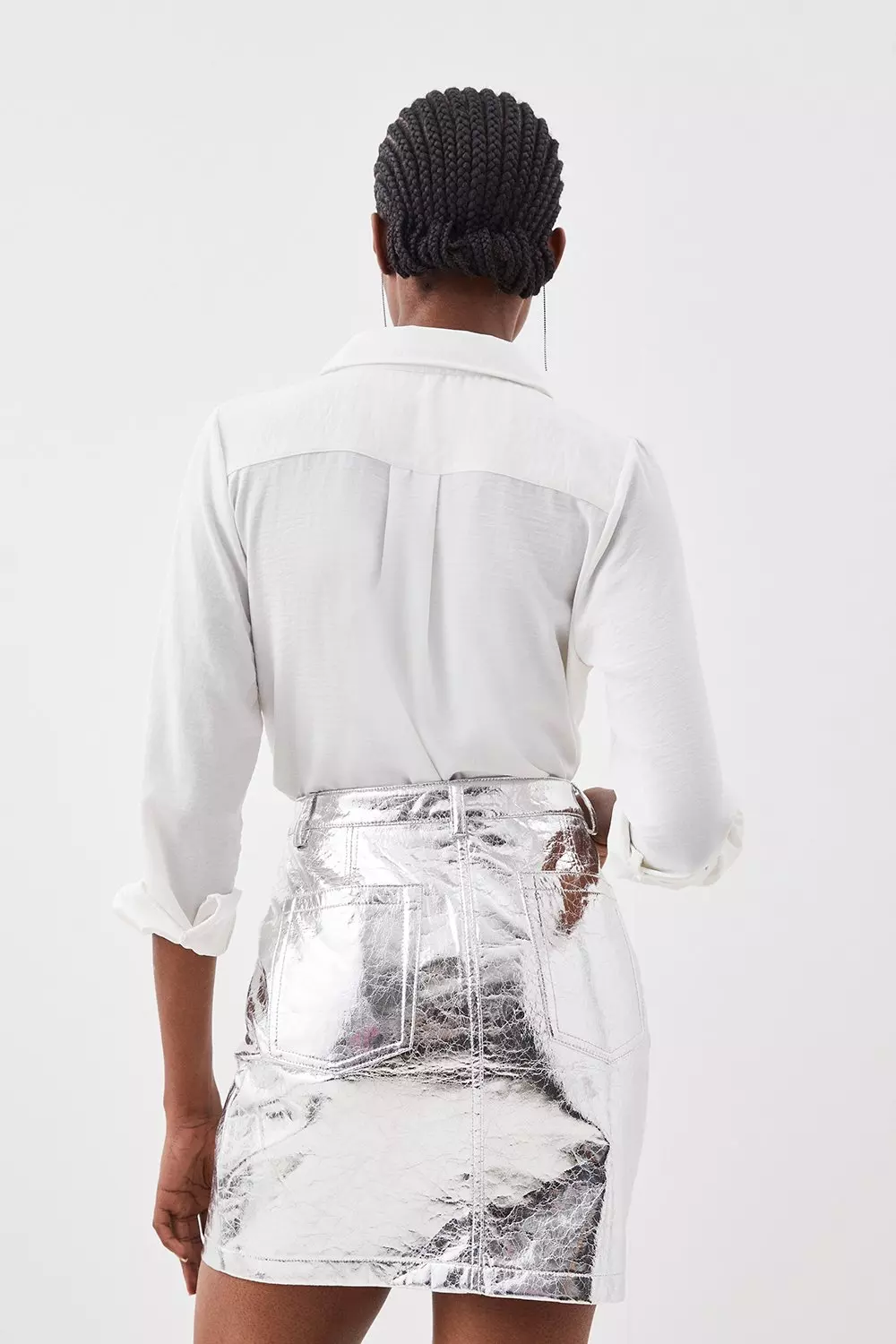 Silver faux leather on sale skirt