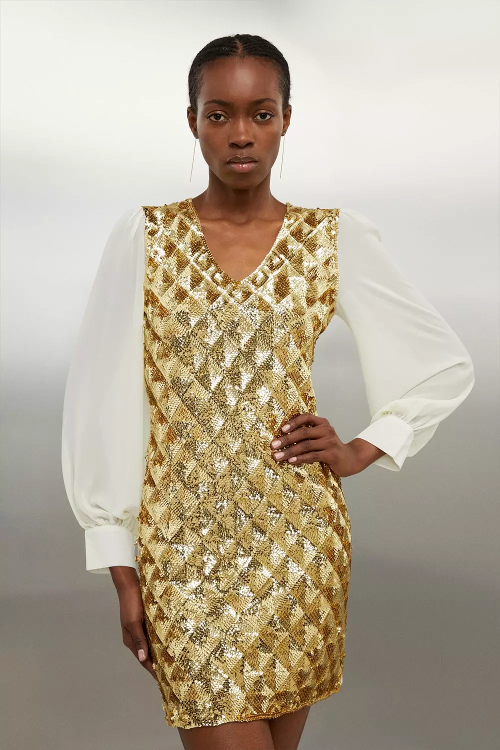 Karen millen sale gold sequin dress