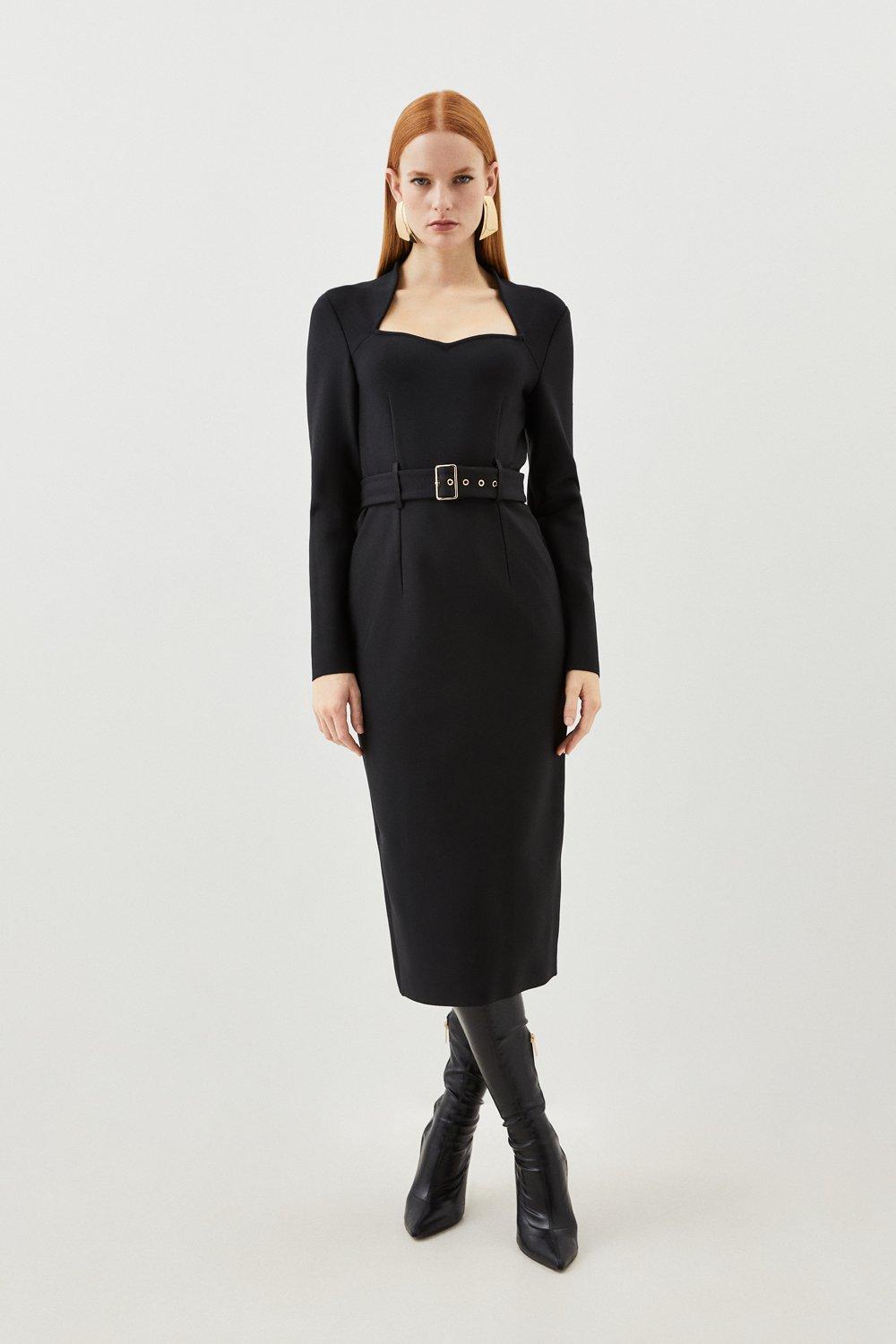 Karen millen black dress with clearance belt