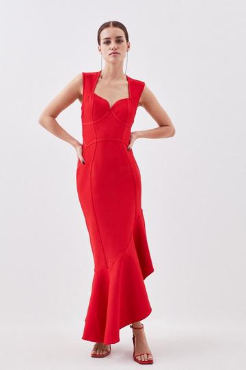 Petite Bandage Figure Form Knit Midaxi Dress red