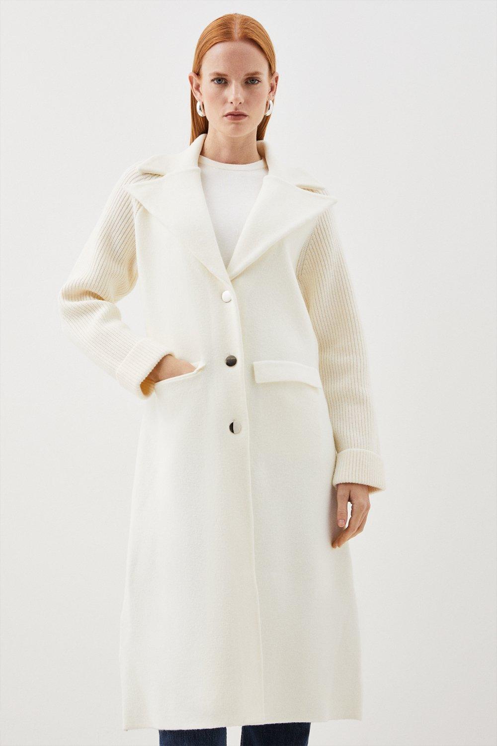 White wool coats outlet sale